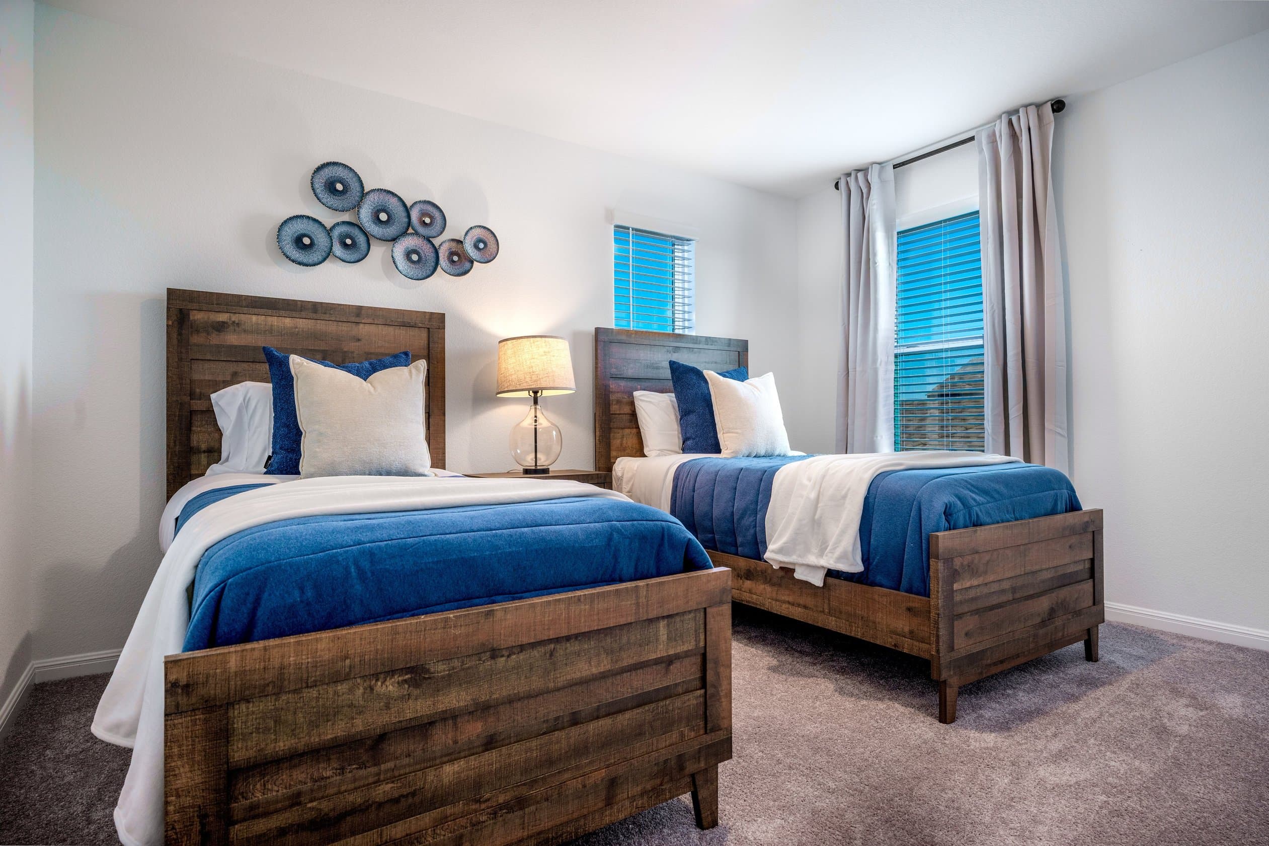 Crew-configured bedroom with two twin beds